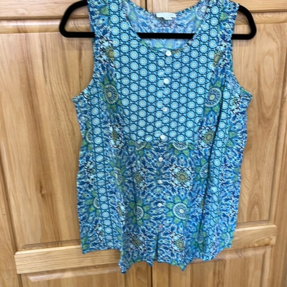 J.Jill blue & green floral sleeveless top size L